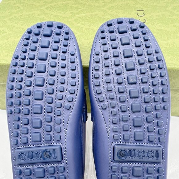 Gucci GG Interlocking Loafer Blue Driver Moccasin Shoes Logo Womens UK 5.5 US 8. - Picture 12 of 16
